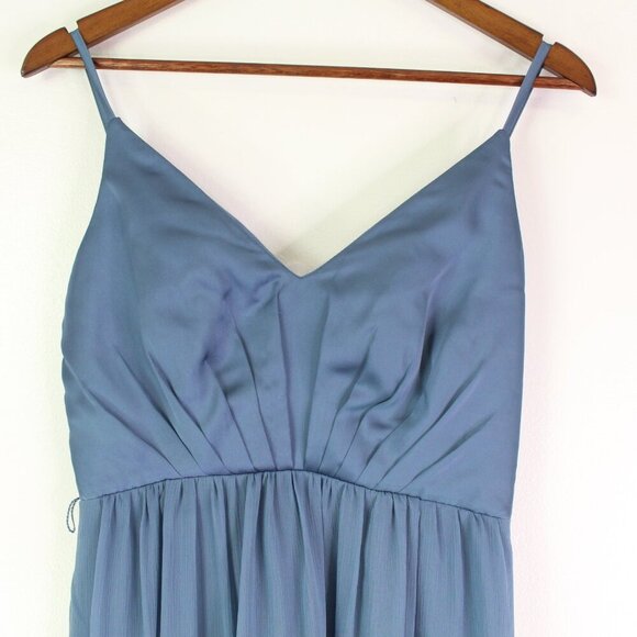 Vera Wang‎ White V-Neck Mesh Back Bridesmaid Dress in Steel Blue Size 4 - Picture 3 of 13